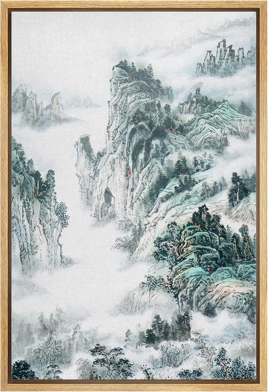 NWT Framed Canvas Print Wall Art Pastel Flying Bird Collage Nature Wilderness Illustrations Modern Art Decorative Landscape Rustic Zen Colorful for Living Room, Bedroom, Office - 24"x36" Natural