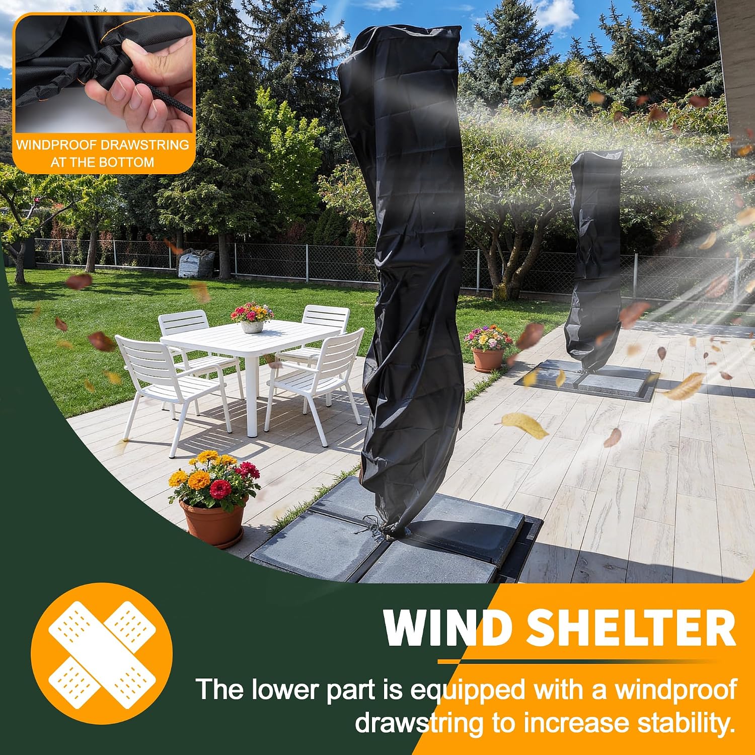 Enzeno Umbrella Covers for Patio Umbrellas 9-13 Feet,Oxford Fabric Outdoor Umbrella Cover Waterproof UV-Resistant Protection for Offset Umbrella & Parasol (Fits Cantilever Umbrella up to 9′S/13′R)