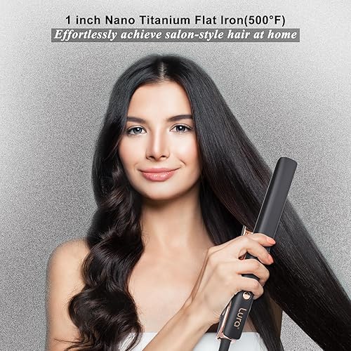 Miniatura 7 de LURA - Planchas planas de titanio de iones negativos para mujeres negras, alisadores de pelo de doble voltaje para mujeres, alisador y rizador de