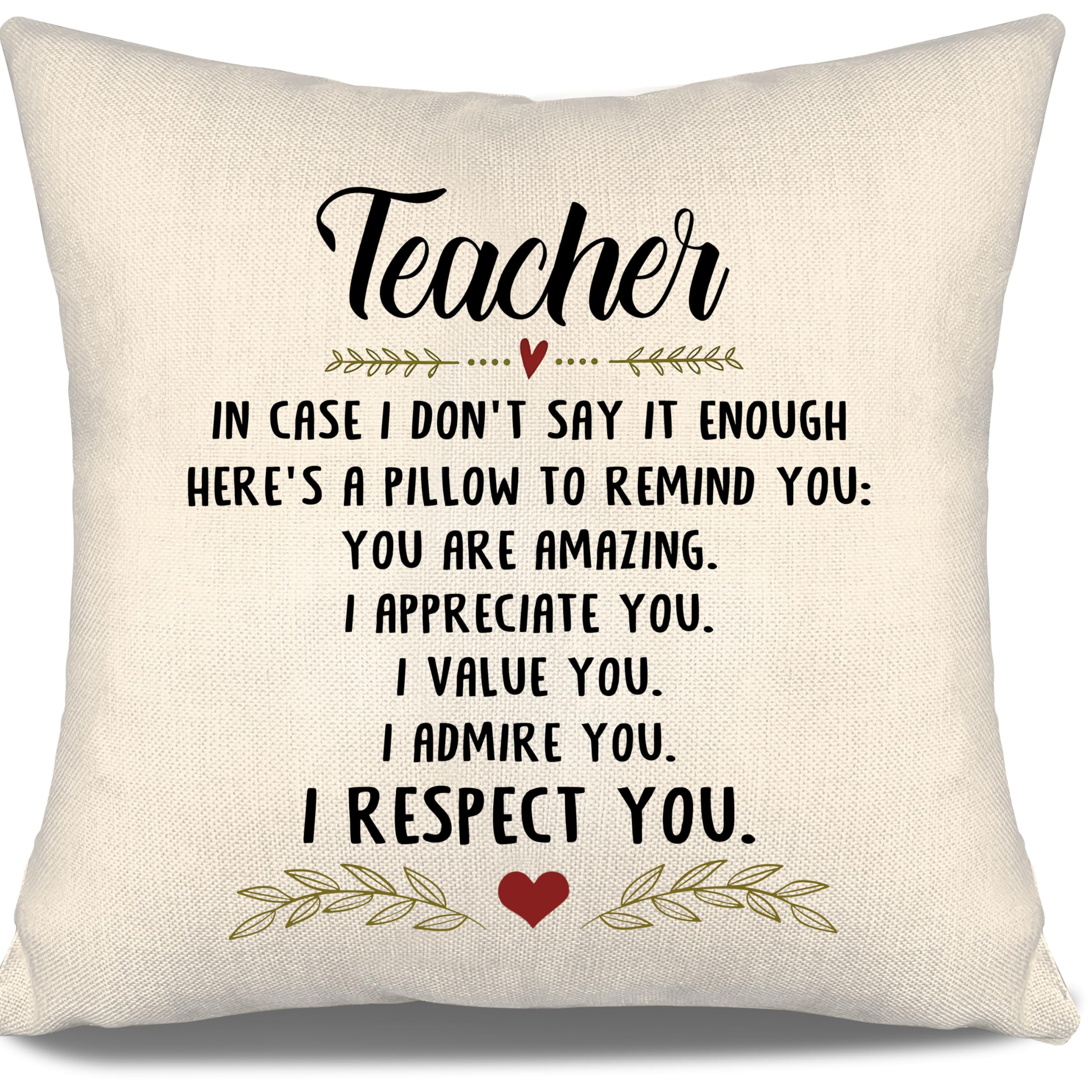 Aosumin Teacher Cushion Covers In Case I Don't Say It Enough Here's A Pillow To Remind You You Are Amazing I Appreciate You I Value You I Respect You Teacher Retirement Gift Graduation Birthday
