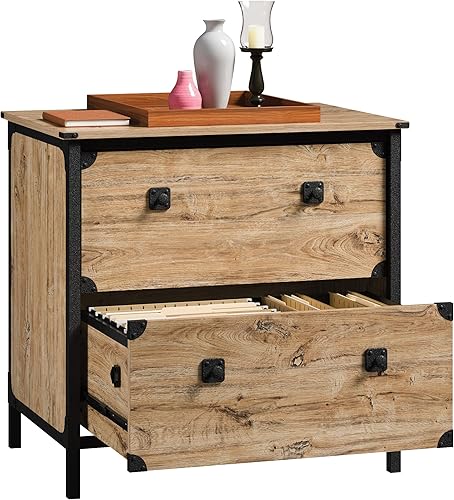 Vista 22 de Sauder Lima lateral Steel River, L: 30.08" x W: 20.75" x H: 29.53", Acabado en Roble Carbono Acabado de roble de carbono,Acabado de mezquite fresado