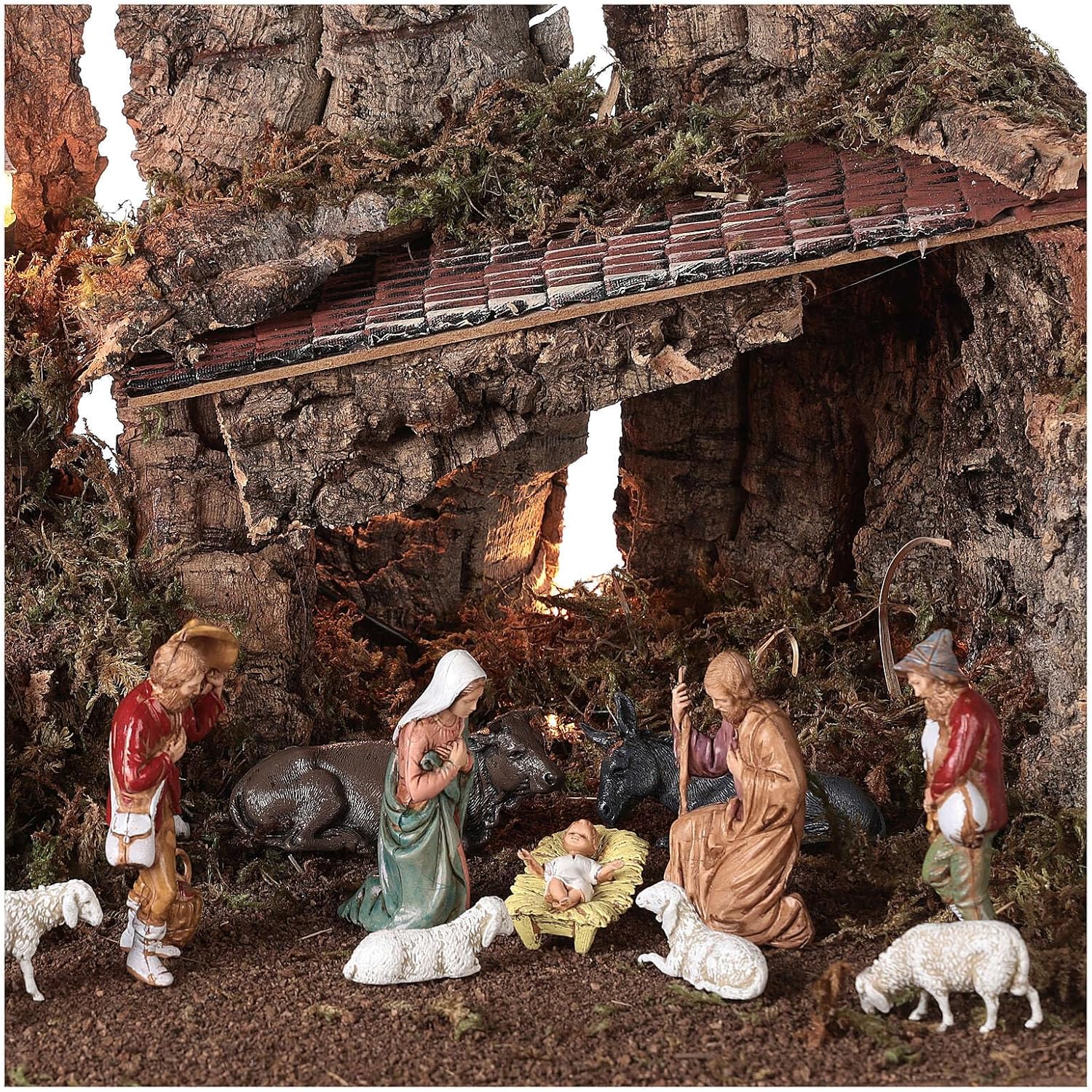 Nativity Grotto with Landscape and Lights 28x58x32cm, EmptyHeight: 28 cm|Width: 58 cm|Depth: 32 cm