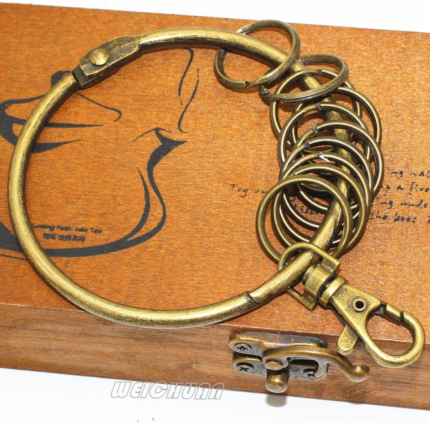 WEICHUAN Metal Antique Bronze Keychain/Key Holder - Large Circular Ring with 10 Small Rings (Pack of 1) image 2
