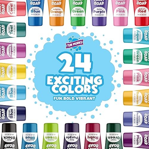 Miniatura 2 de Tub Works Jabón de pintura para dedos de bañera, paquete de 24  Pintura de baño no tóxica, lavable para niños pequeños y niños  Juguetes de baño