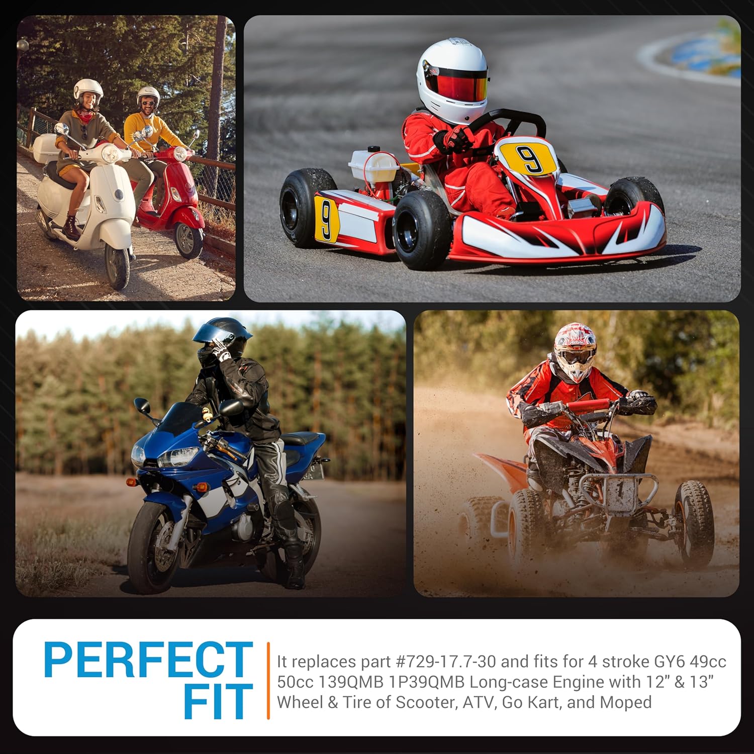 BlueStars Durable 729-17.7-30 Racing CVT Drive Belt - Compatible with 125cc 150cc GY6 157QMJ 152QMI Long-case Engine Scooter, ATV, Go Kart, Moped - Compatible with Baja, Jonway, Roketa, Sunl, Tank