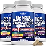 NEW AGE Silica Sea Moss, Black Seed Oil, Ashwagandha, Turmeric, Bladderwrack, Burdock - with Manuka, Honey Dandelion, ACV Black Pepper Gluten Free