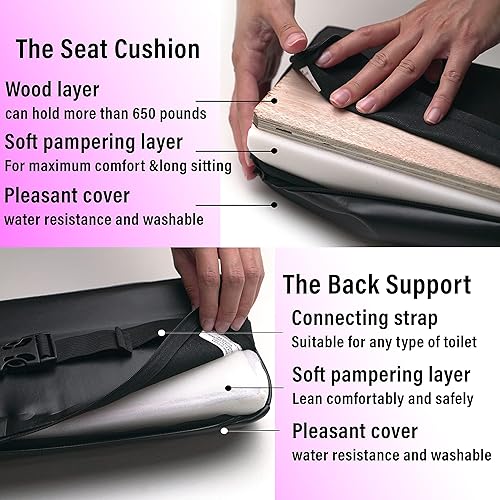 Miniatura 4 de Almohada brasileña para asiento de inodoro con levantamiento de glúteos + soporte de espalda, cojín BBL aprobado por el Dr. con parte inferior de