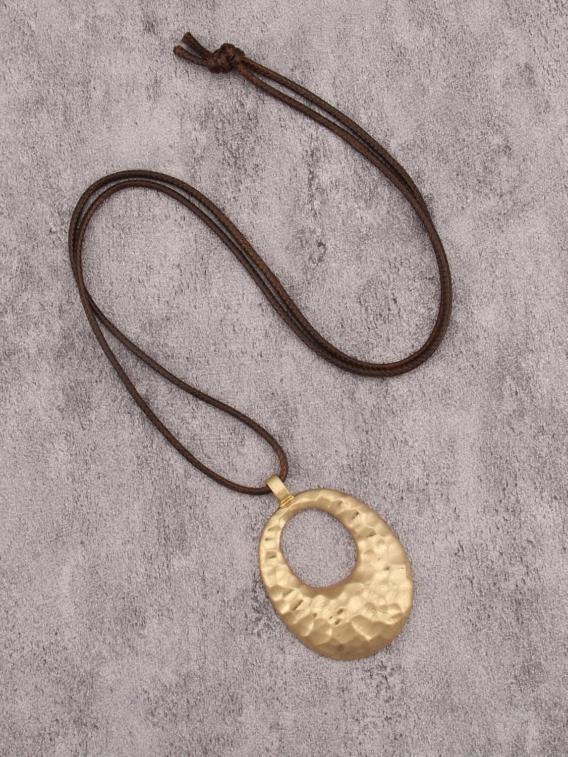 GelConnie Leather Necklaces Turquoise Long Boho Necklaces for Women Brown Chunky Circle Pendant Chocker Necklace Gold Sweater Necklace - Image 5