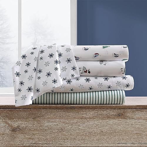 Miniatura 6 de Nautica - Sábanas matrimoniales, juego de cama de franela cepillada, decoración de dormitorio suave y acogedora (Harmead, matrimonial)