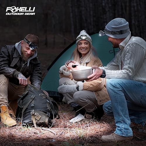 Miniatura 7 de Foxelli Linterna frontal LED recargable luz de cabeza súper brillante, ligera y cómoda para correr, acampar, senderismo y trabajo, adecuada para