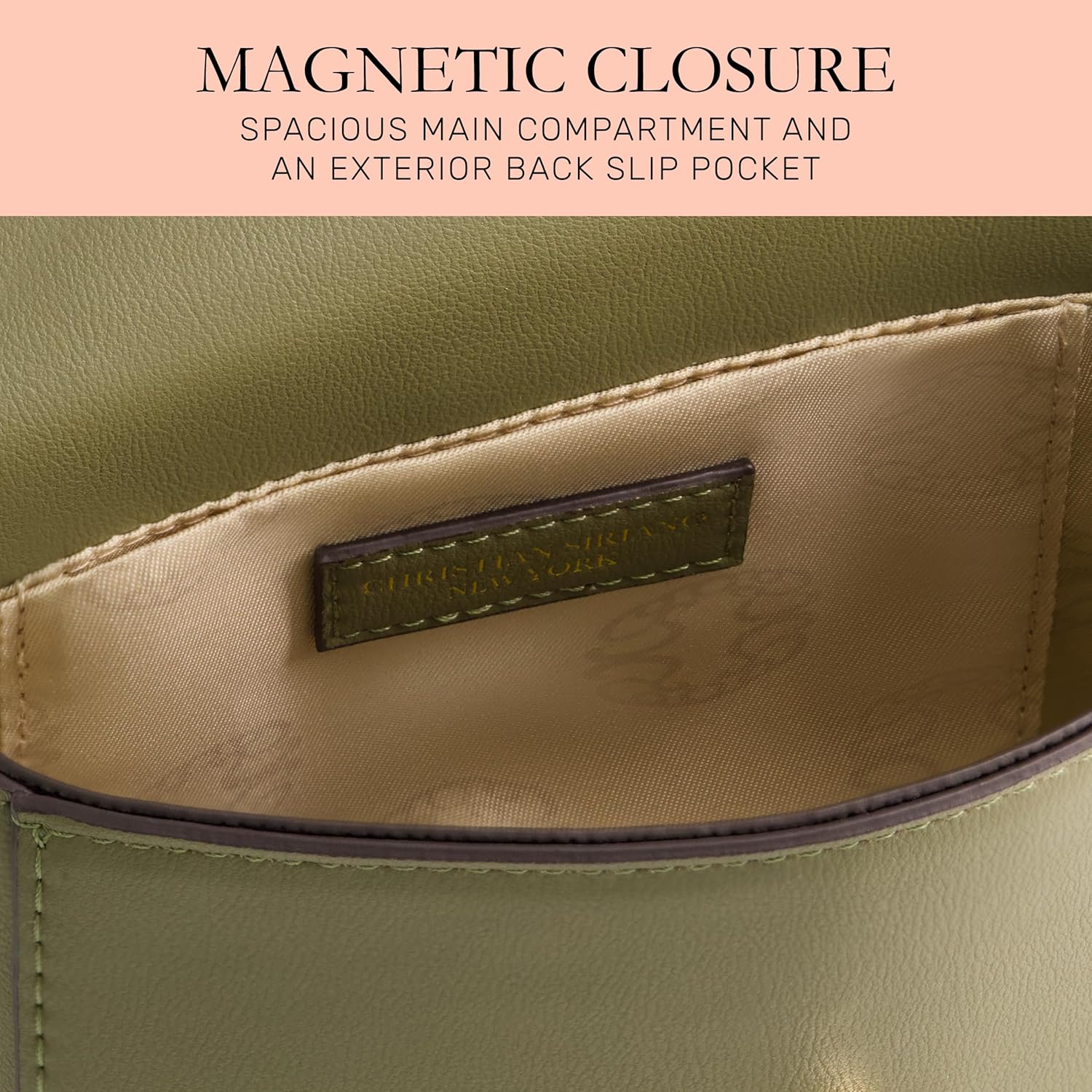 Christian Siriano New York Women's Crossbody Bag Purse, Mini Flap Shoulder Handbag with Ring Handle and Chain Strap