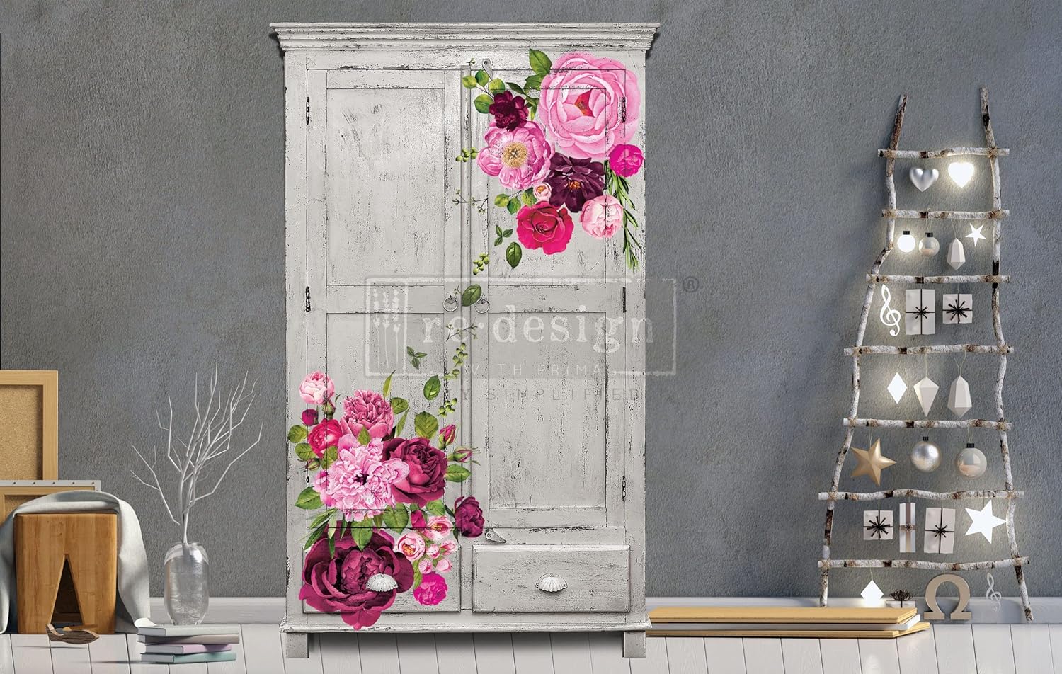 Redesign Decor Transfers® – Lush Floral I – Total Sheet Size 48"x35", Cut into 6 Sheets 655350644215 Rub on Transfer for Wall or Furniture Decoration