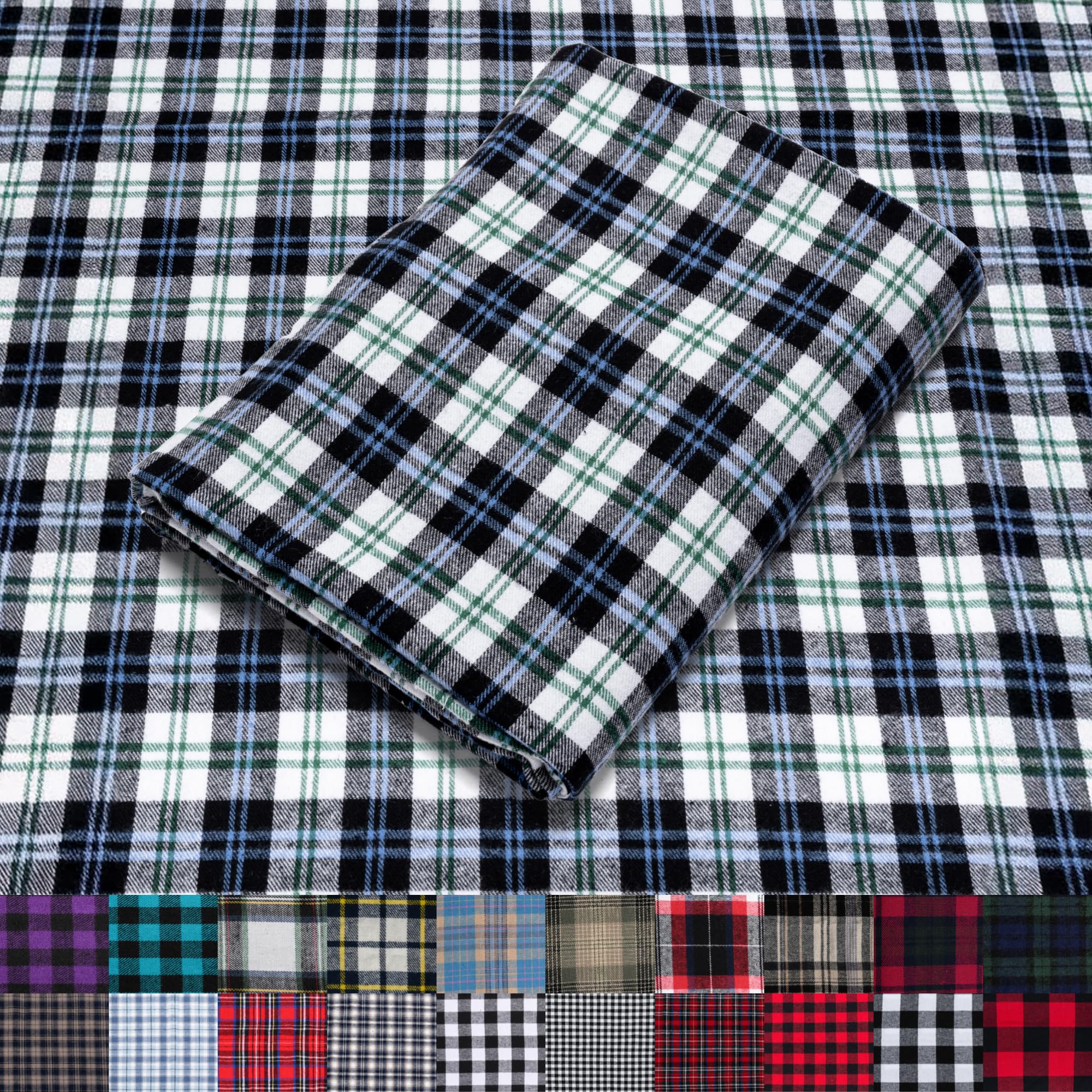 Pico Textiles 1 Yard Blue and Green Blackwatch Tartan Plaid Flannel Fabric - 60" Wide - 100% Cotton - Sold by The Yard - for Shirts, Scarves, Pajamas & Receiving Blankets — view 82
