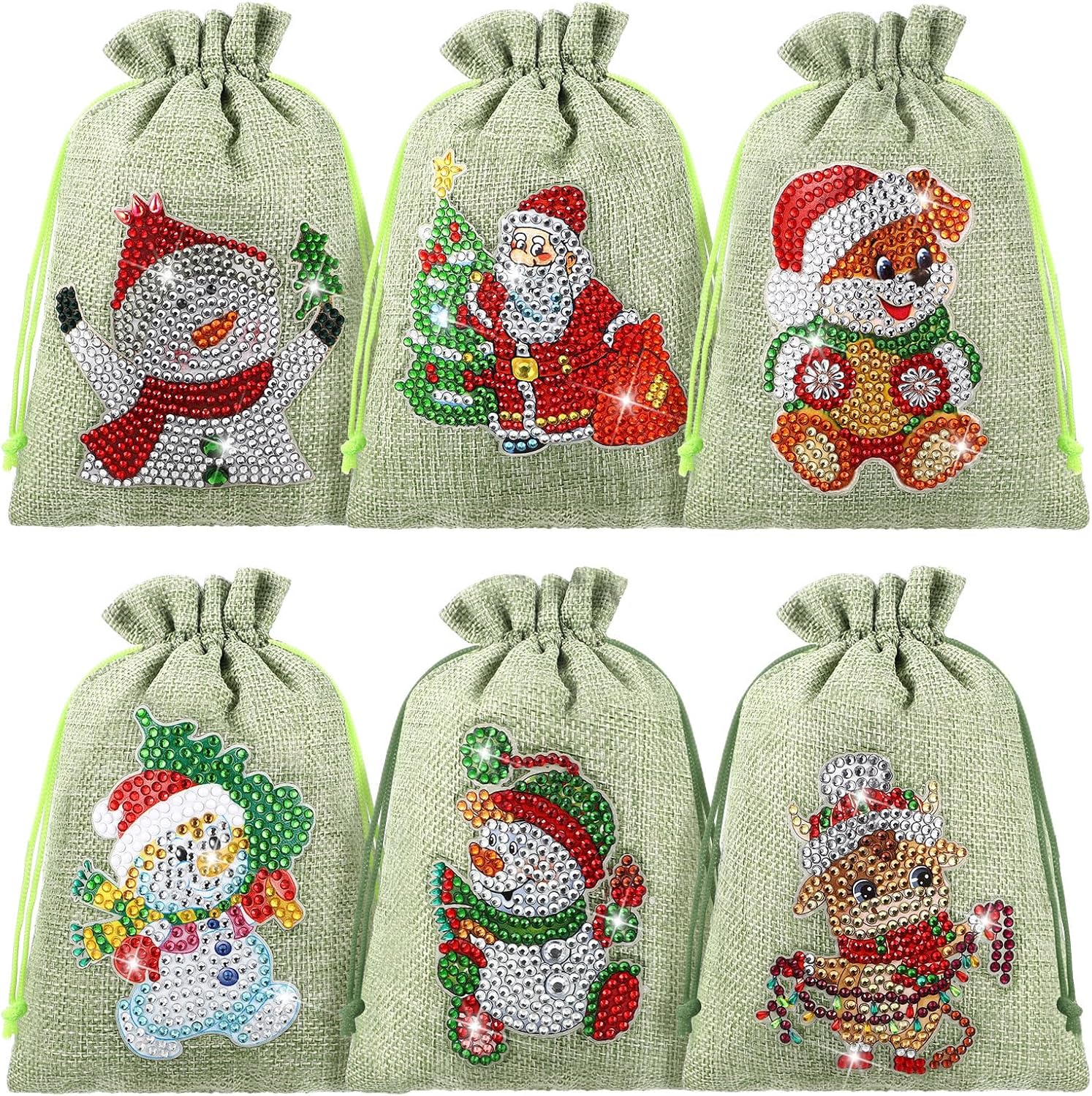 Wowangce 12 Pcs Christmas Diamond Painting gift bags 5d