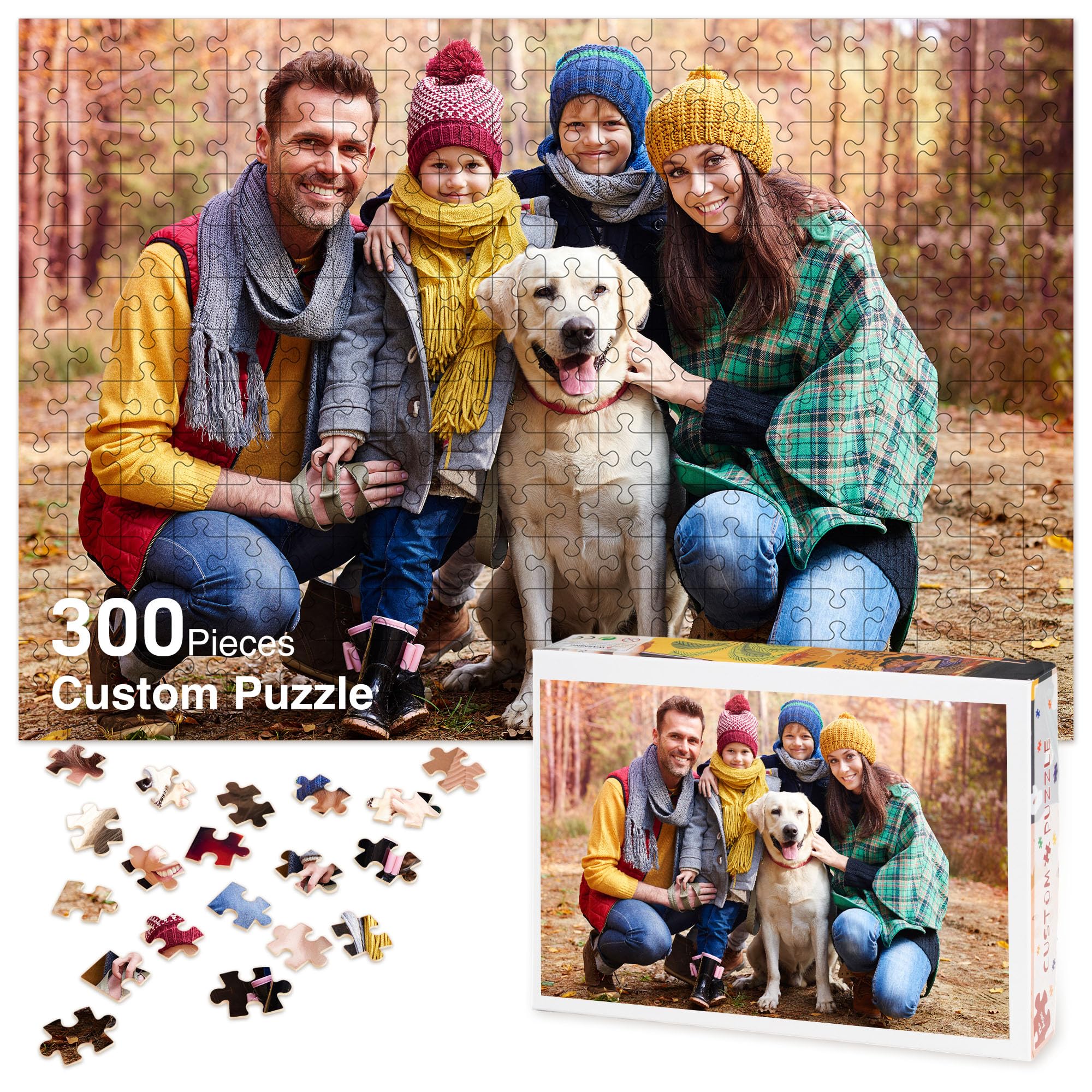 Easycosy Personalised Photo Jigsaw Puzzle 1000/500/300 Pieces for Adults Custom Picture Text Birthday Memorial Personalised Photo Gifts for Women Men Her Him Kids-Horizontal/Vertical