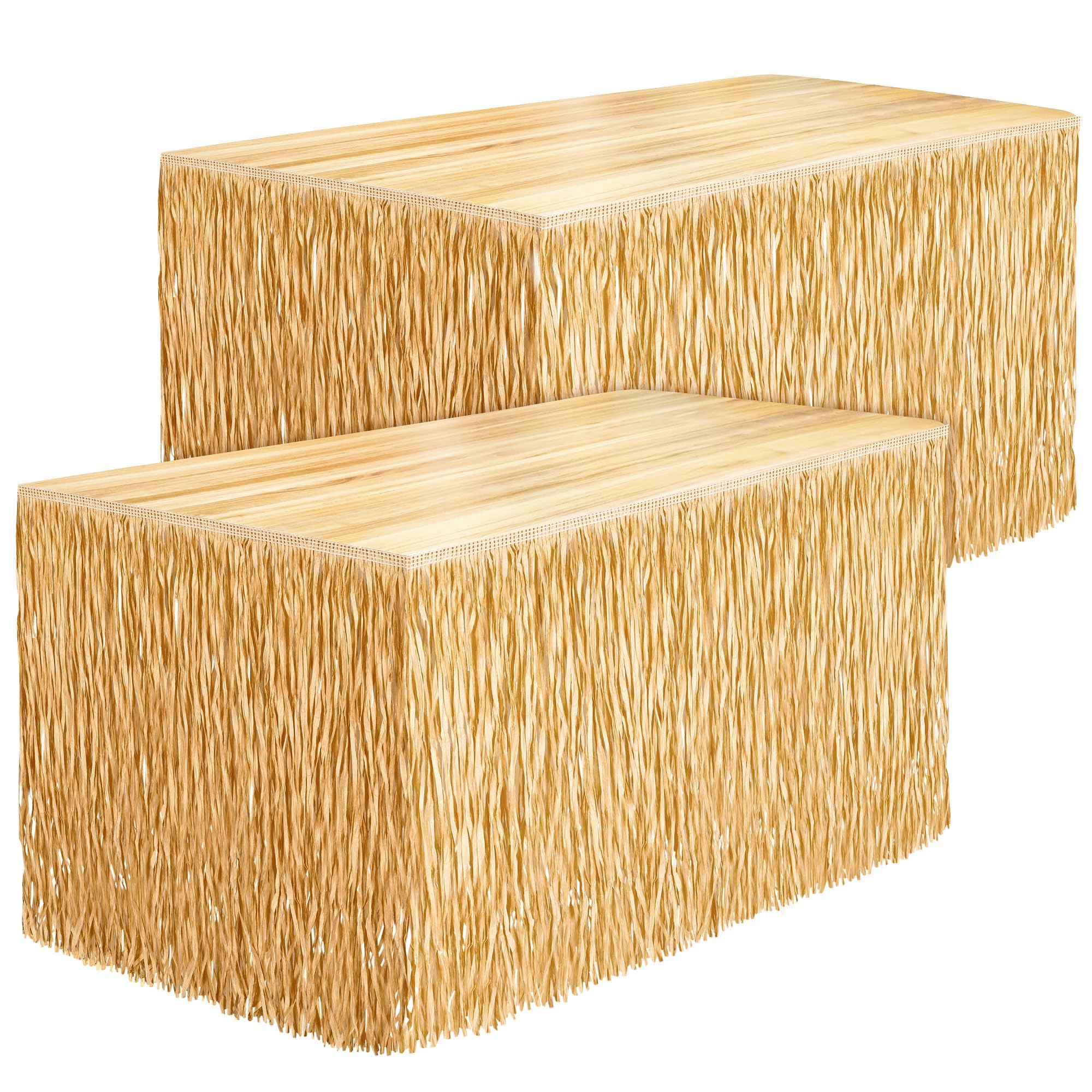 Jupe de table Luau occultante en paille pour cacher les pieds de table de fête rectangulaire