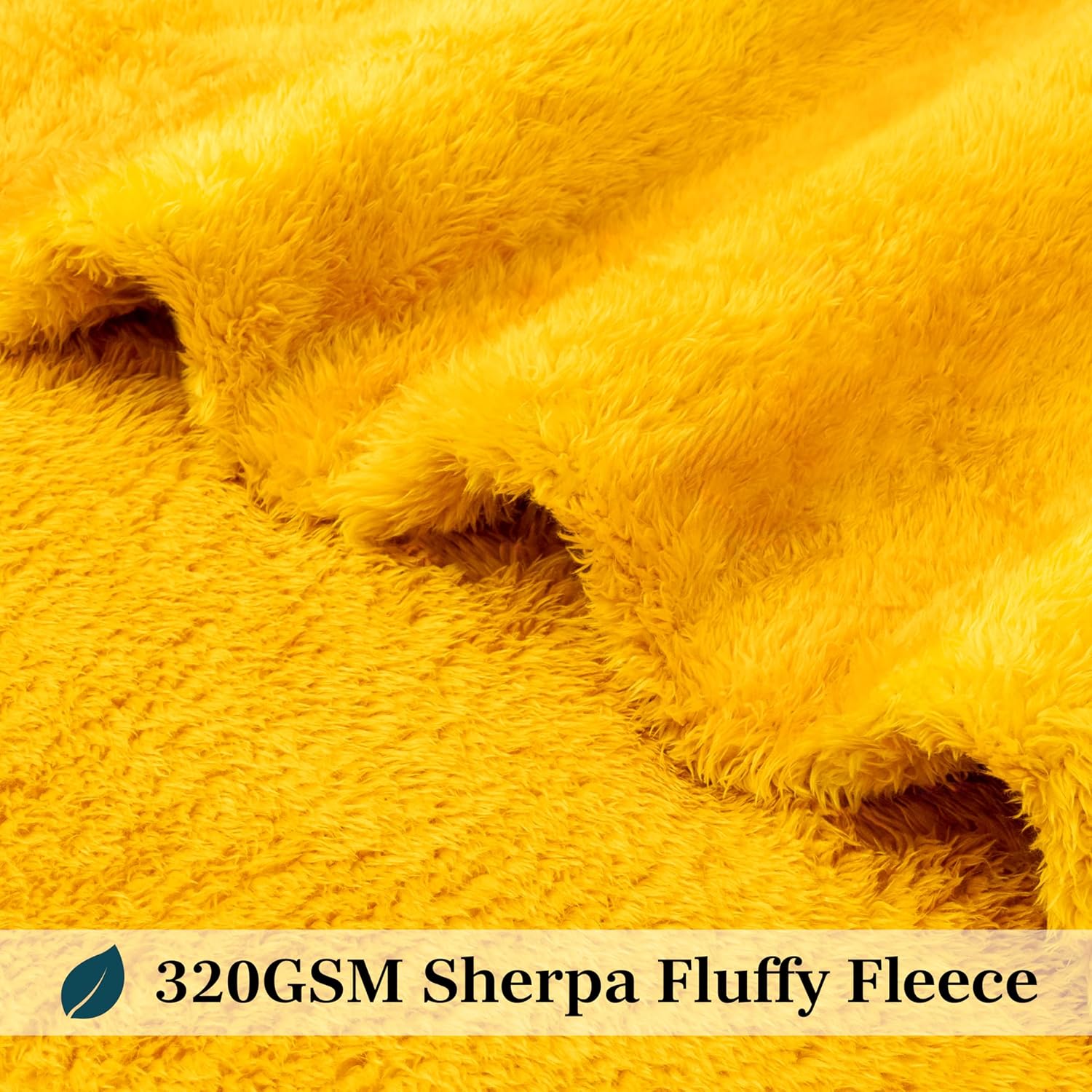 PAVILIA Sherpa Throw Blanket for Couch Sofa, Mustard Yellow Fluffy Warm Plush Blanket for Bed, Cozy Super Soft Lightweight Throw, Fuzzy Decorative Blanket, All Season Home, 50x60 - Image 4