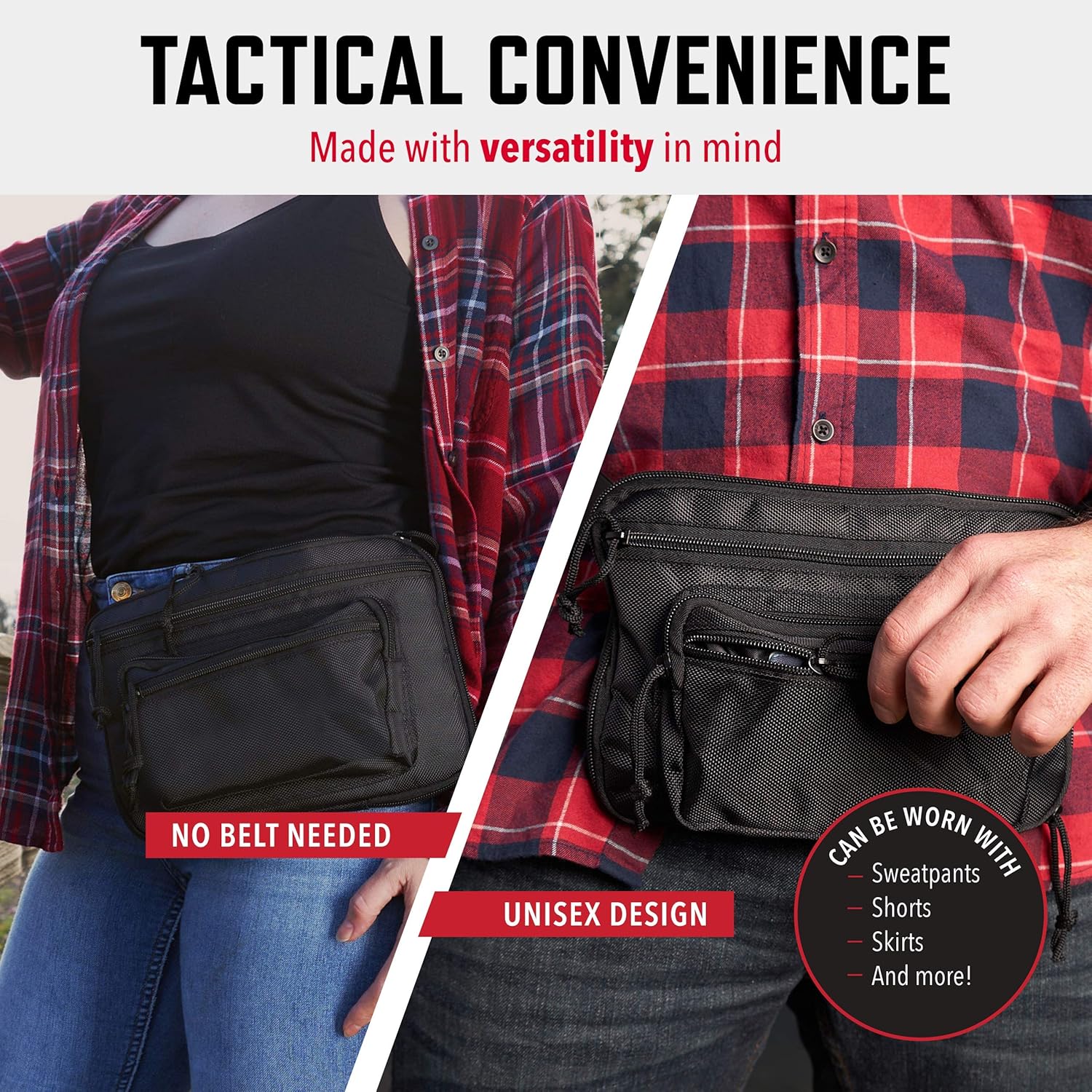 ComfortTac Ultimate Fanny Pack Holster Compatible with Glock 42, 43, 26, 27, S&W Bodyguard, Shield, Springfield XDs, Taurus, Sig, and Most Subcompact and Compact Pistols - Black : Sports & Outdoors