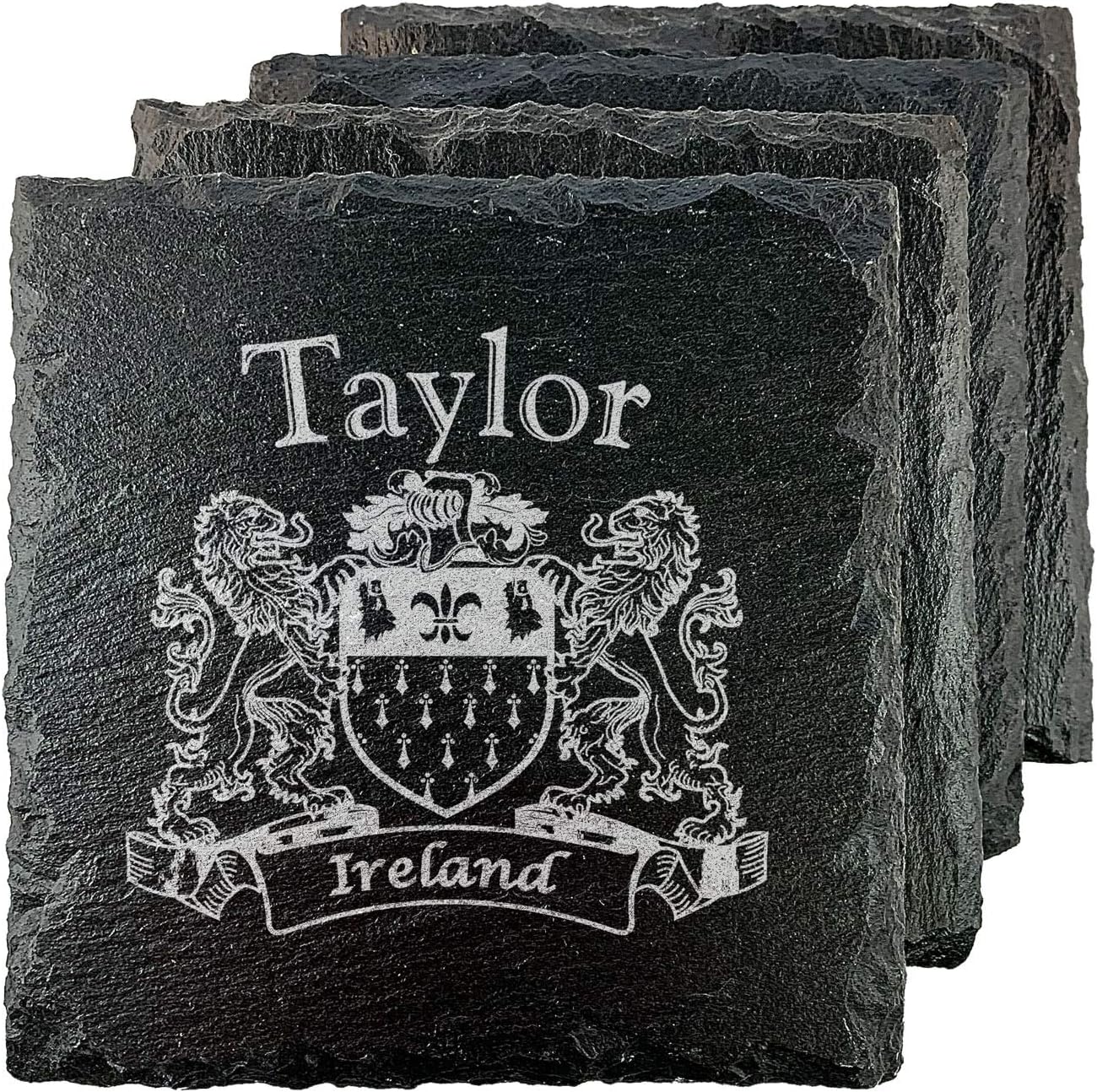Taylor Irish Coat of Arms Slate Coasters - Set of 4