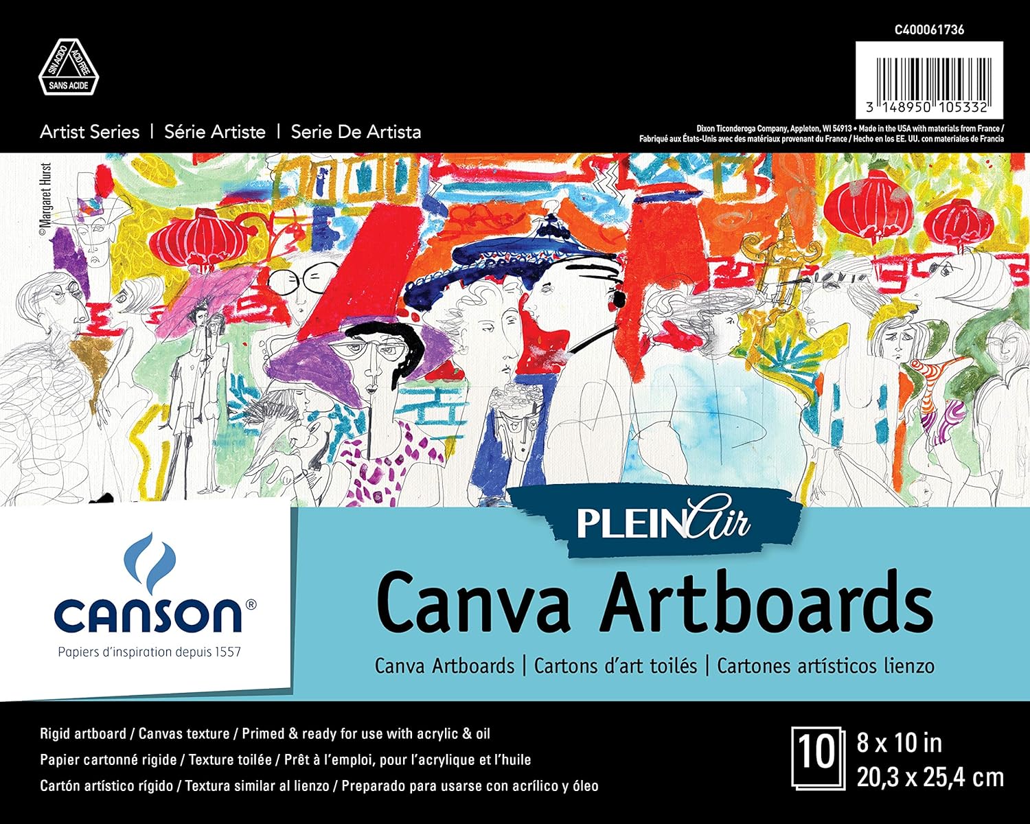 CANSON 400061736 Plein Air Art Board Canvas Pad, 8" x 10"