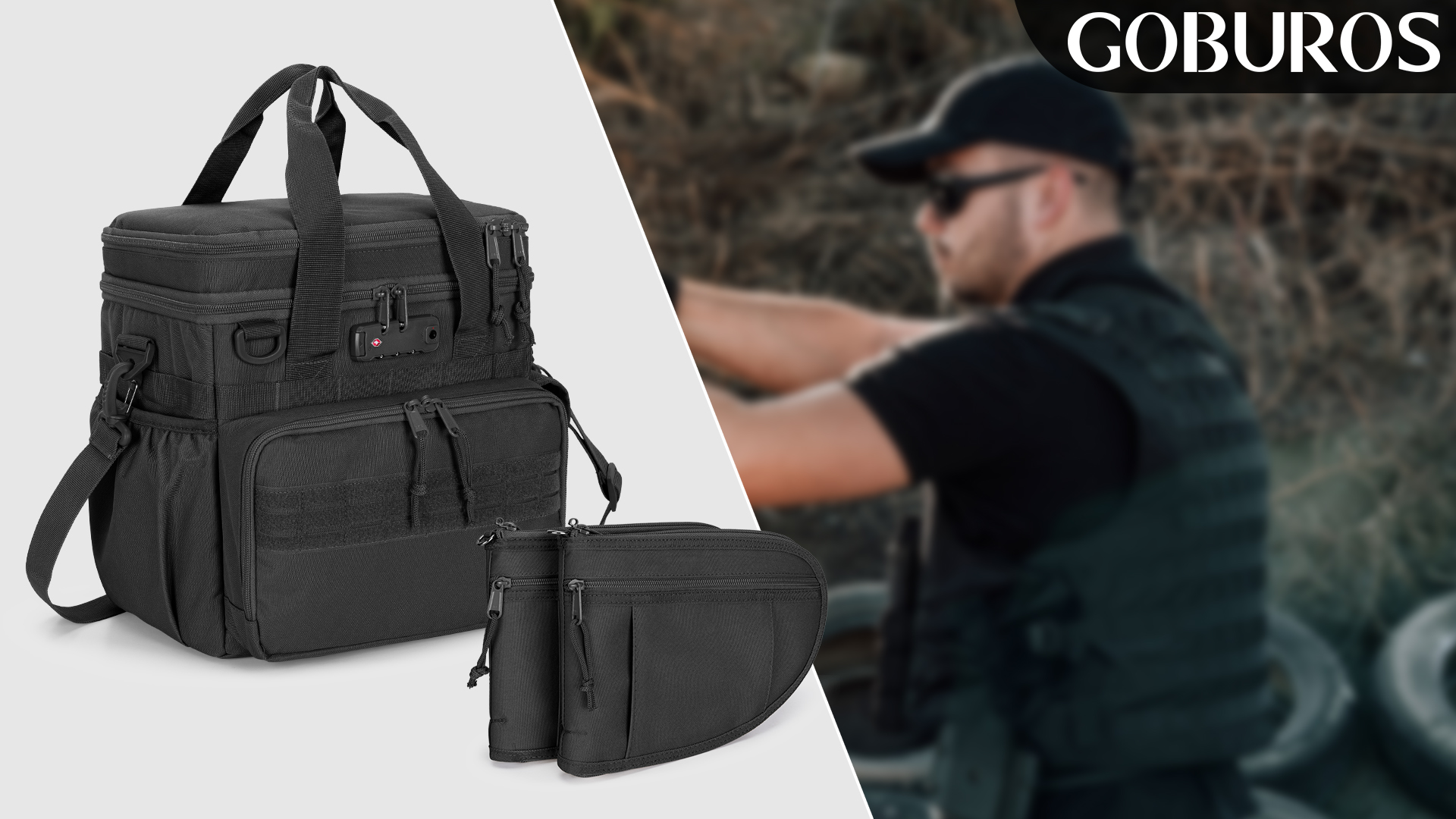 Amazon.com: GOBUROS Tactical Gun Range Bag with 3 Pistols Capacity