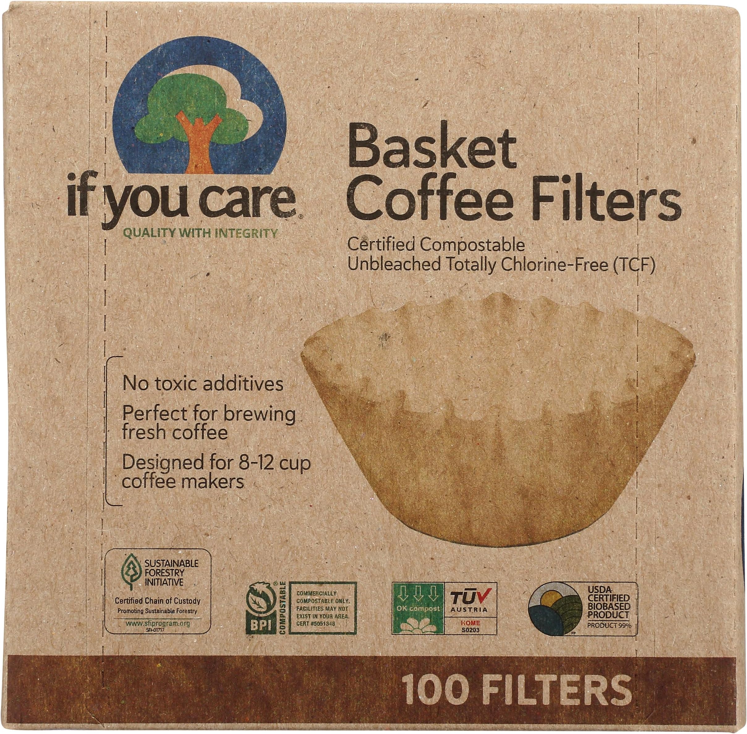 If You Care 17504 Basket Coffee Filter, Fits 8-12 Cup Drip Coffee Makers, 100 Pieces