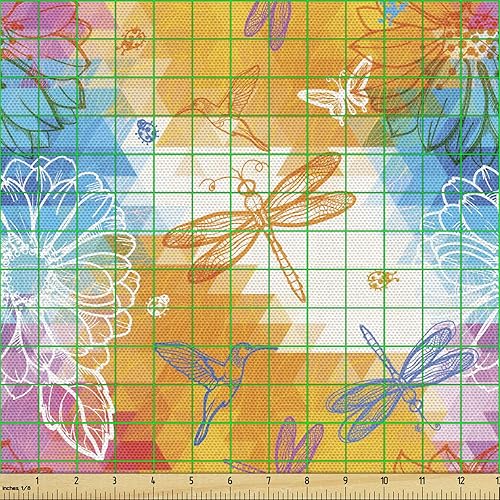 Vista 499 de Lunarable The Yard, tela azul real de The Yard, patrón de cerámica inspirado en el Medio Oriente estilo marroquí, estampado oriental, tela de satén