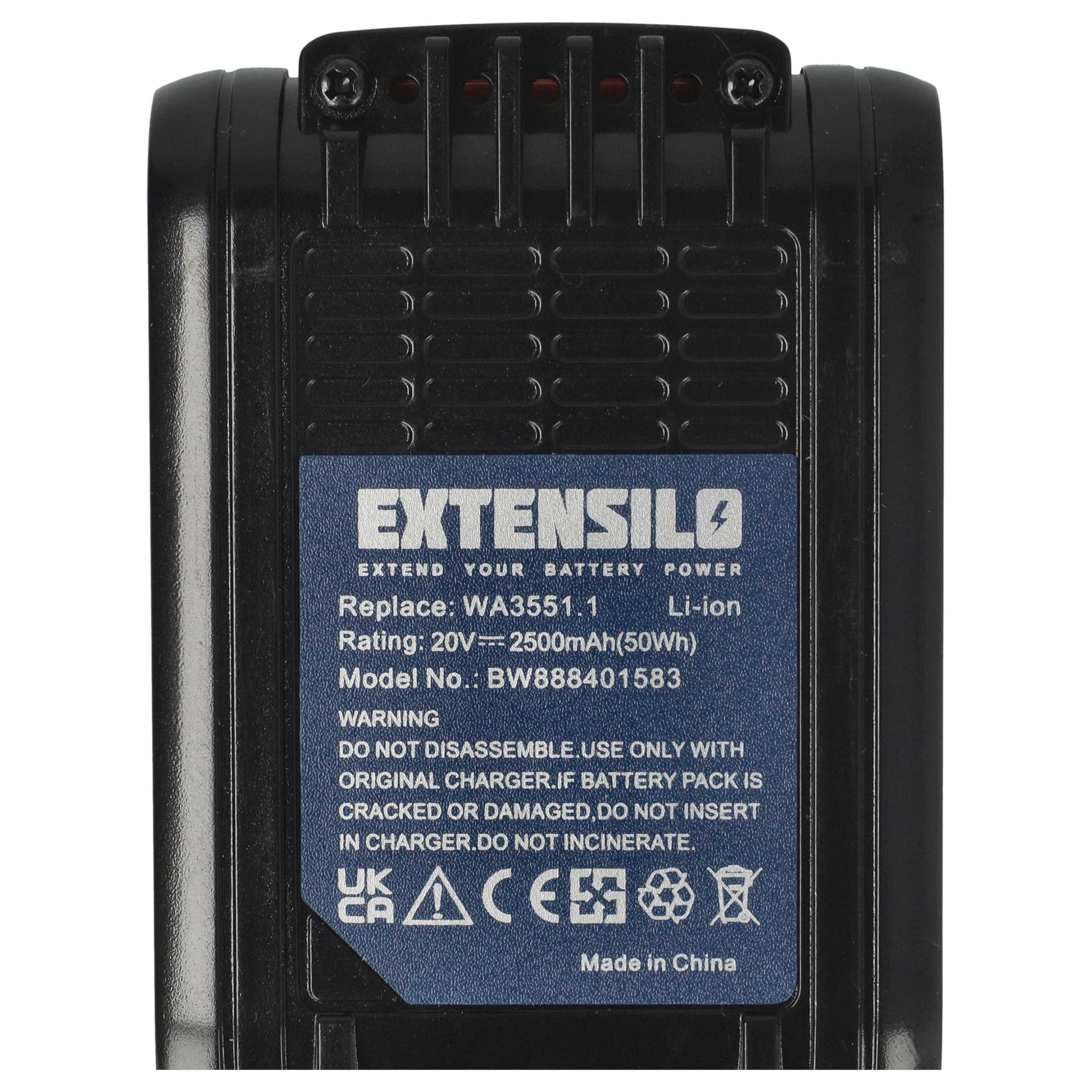 2 x bateria kompatybilna z elektronarzędzi Worx WX368, WX372, WX292, WX368.1, WX371, WX371.2, WX292.9, WX292E (2500 mAh, Li-Ion, 20 V)