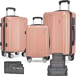 Jogo Malas PMG ABS 10kg 23kg 32kg HolySun! com organizador (Rosé)