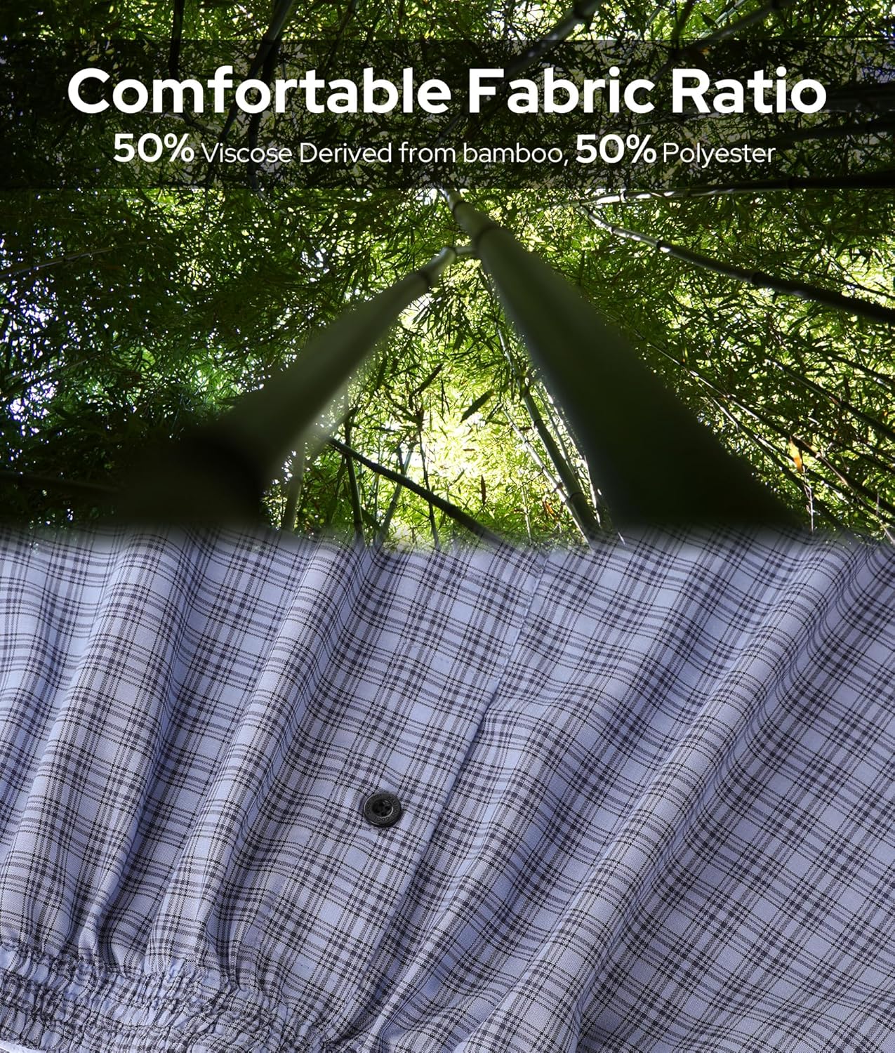 BAMBOO COOL Men's Underwear Woven Boxer Shorts,Classic Relaxed Fit,Lightweight Plaid Boxers,6 Pack - Image 2