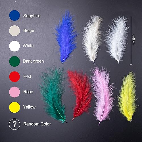 Miniatura 7 de 400 plumas de marabú de pavo esponjosas de 4 a 6 pulgadas para manualidades, atrapasueños, flecos, plumas de colores, paquete de accesorios