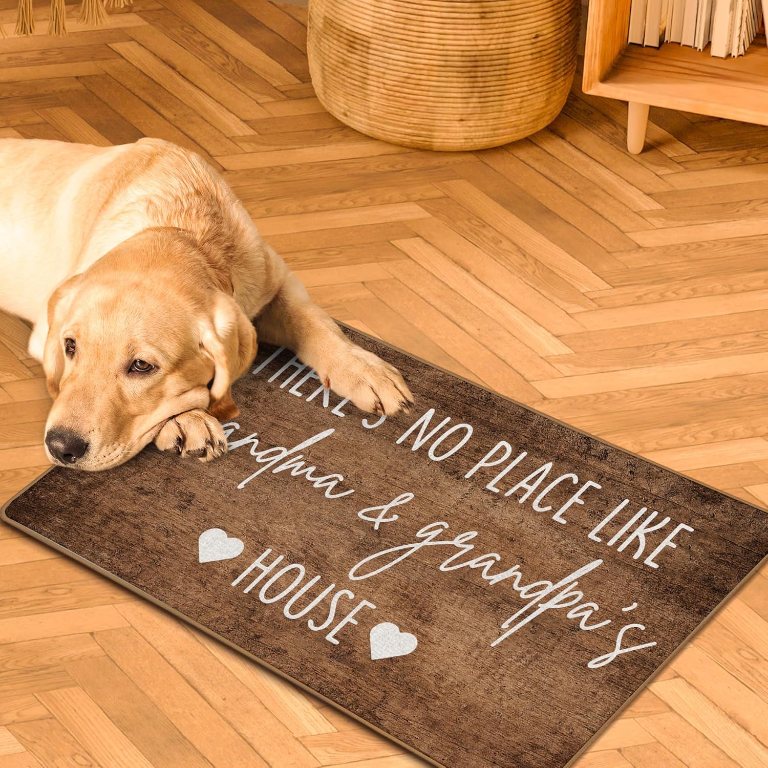 Grandma and Grandpa Gifts Door Mat, Grandparents Gifts from Grandkids Welcome Mat, Grandkids Welcome Sign Doormat, No Place Like Grandma and Grandpa's House Front Door Entrance Decor,17x29 Inch