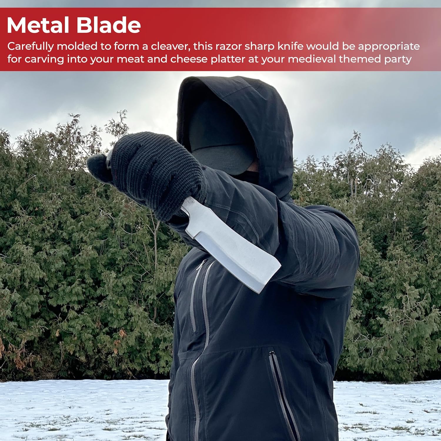 MedievalDepot The Butcher Locomotive Railroad Spike Cleaver Knife – Overall 9” - Hand Forged from Real Railroad Spike, Razor-Sharp Cleaver Blade, Twisted Handle Design, Includes Leather Sheath