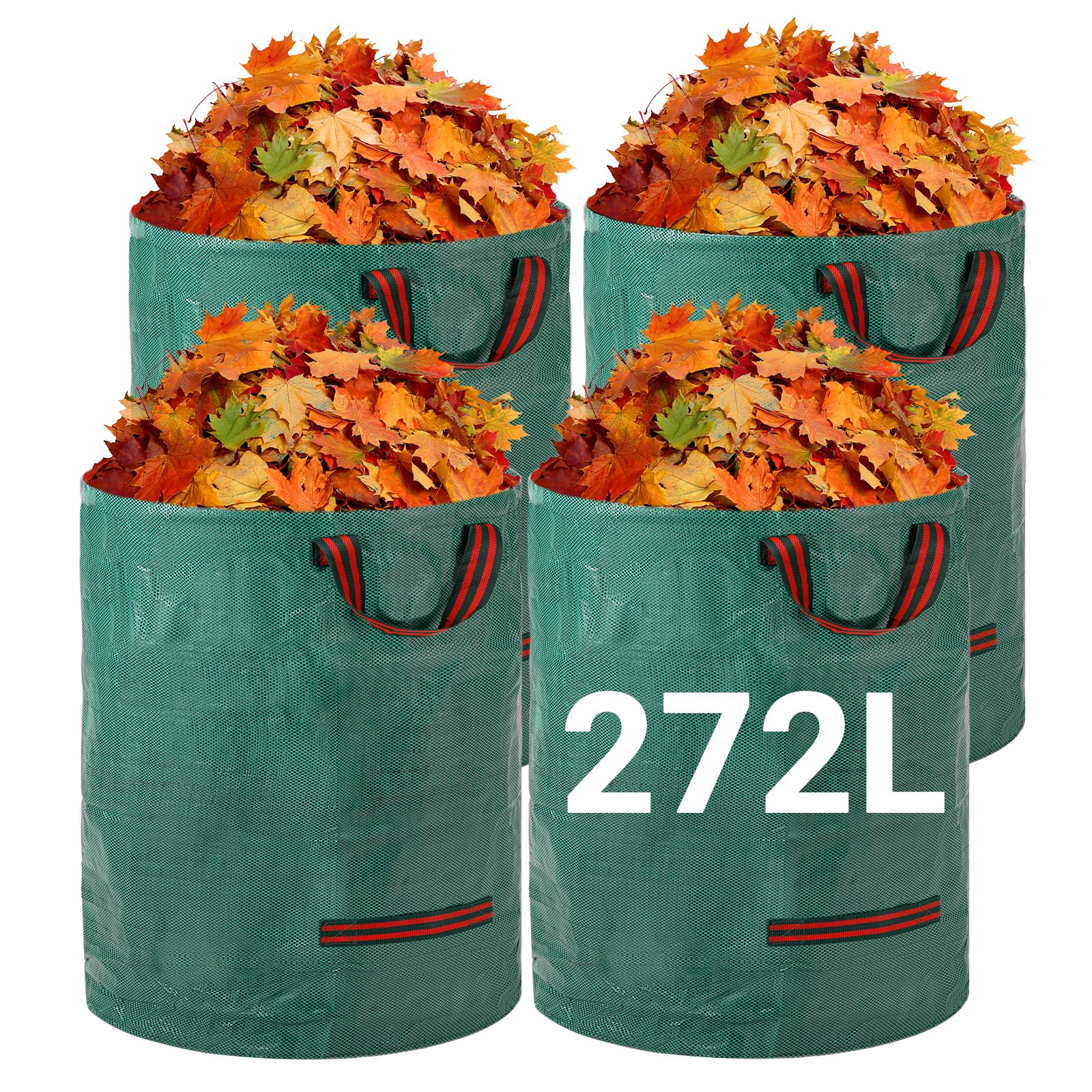 Velway Heavy-duty Garden Waste Bags 272L x 4Pack Reusable Garden Sacks