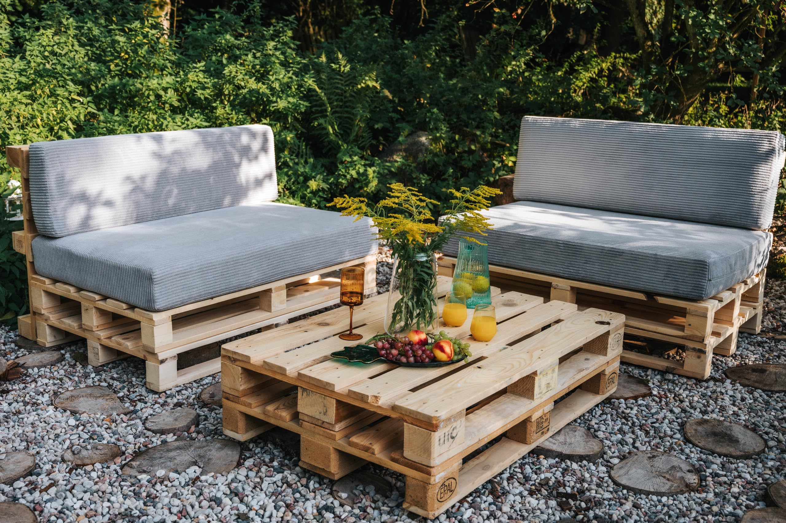 Gutekissen per Pallet, Divano da Giardino - Set Cuscino di Seduta 120x80 + Schienale 120x40, Beige - Molti Colori e Dimensioni PFLA