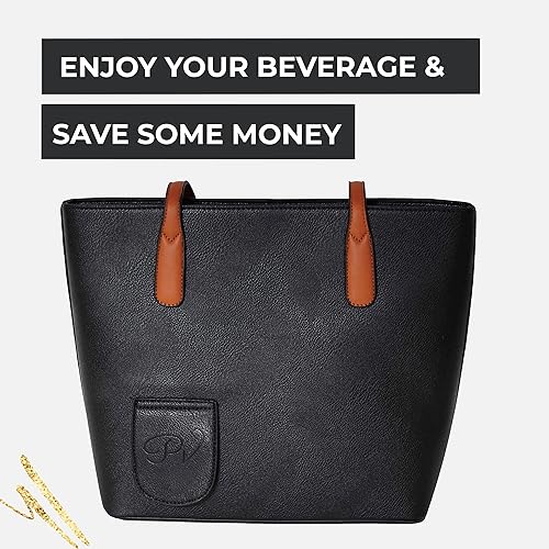 Miniatura 8 de PortoVino Bolsa de mano clásica, bolso de vino de cuero vegano con boquilla oculta y botella dispensadora para amantes del vino que sostiene y