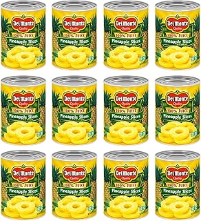 DEL MONTE Canned Pineapple Slices in 100% Juice, Canned Fruit, 12 Pack, ...