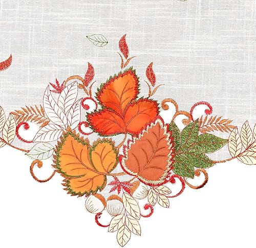 Miniatura 9 de Grelucgo Camino de mesa bordado de hojas de arce para otoño, otoño, Acción de Gracias (14 x 70 pulgadas)