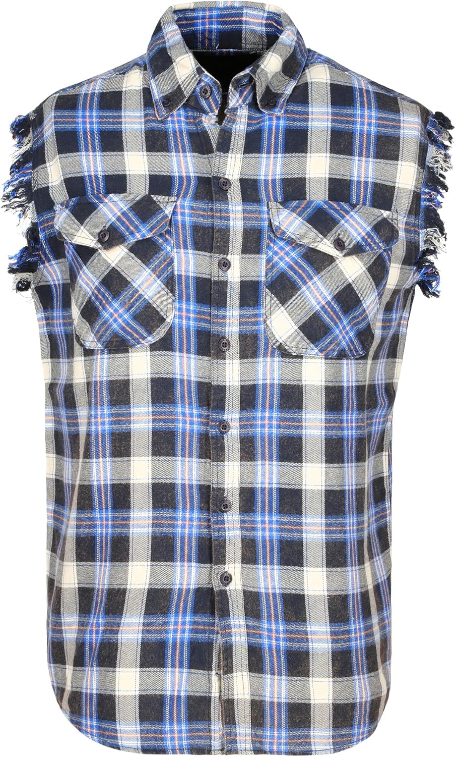 Plaid Flannel Casual Shirt– 100% Cotton Sleeveless Shirts for Men