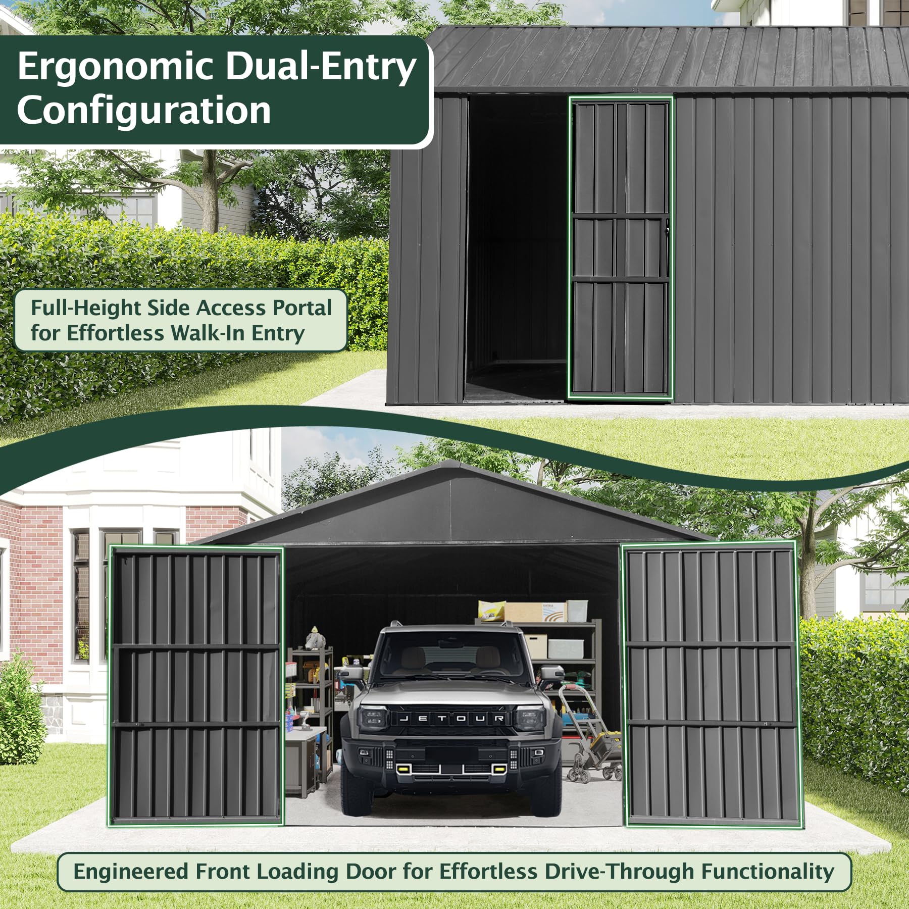 Amazon.com : Domi 12'x15' Outdoor Metal Garage Shed, Weatherproof