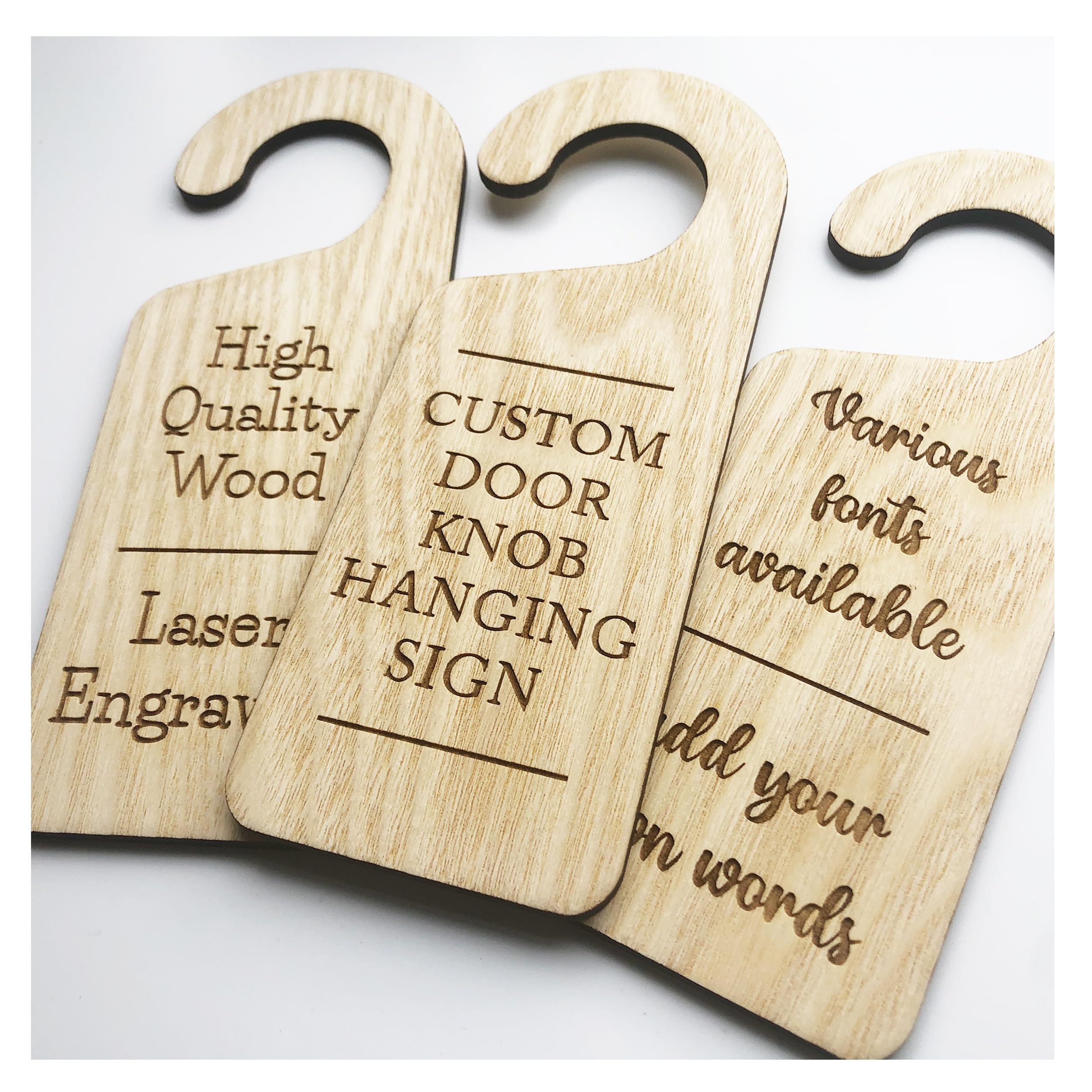 Made to Measure Do Not Disturb Hanging Door Knob Sign Home Office Hotel Room Bedroom Wooden Plaque Customised Bespoke Both Sides Plywood
