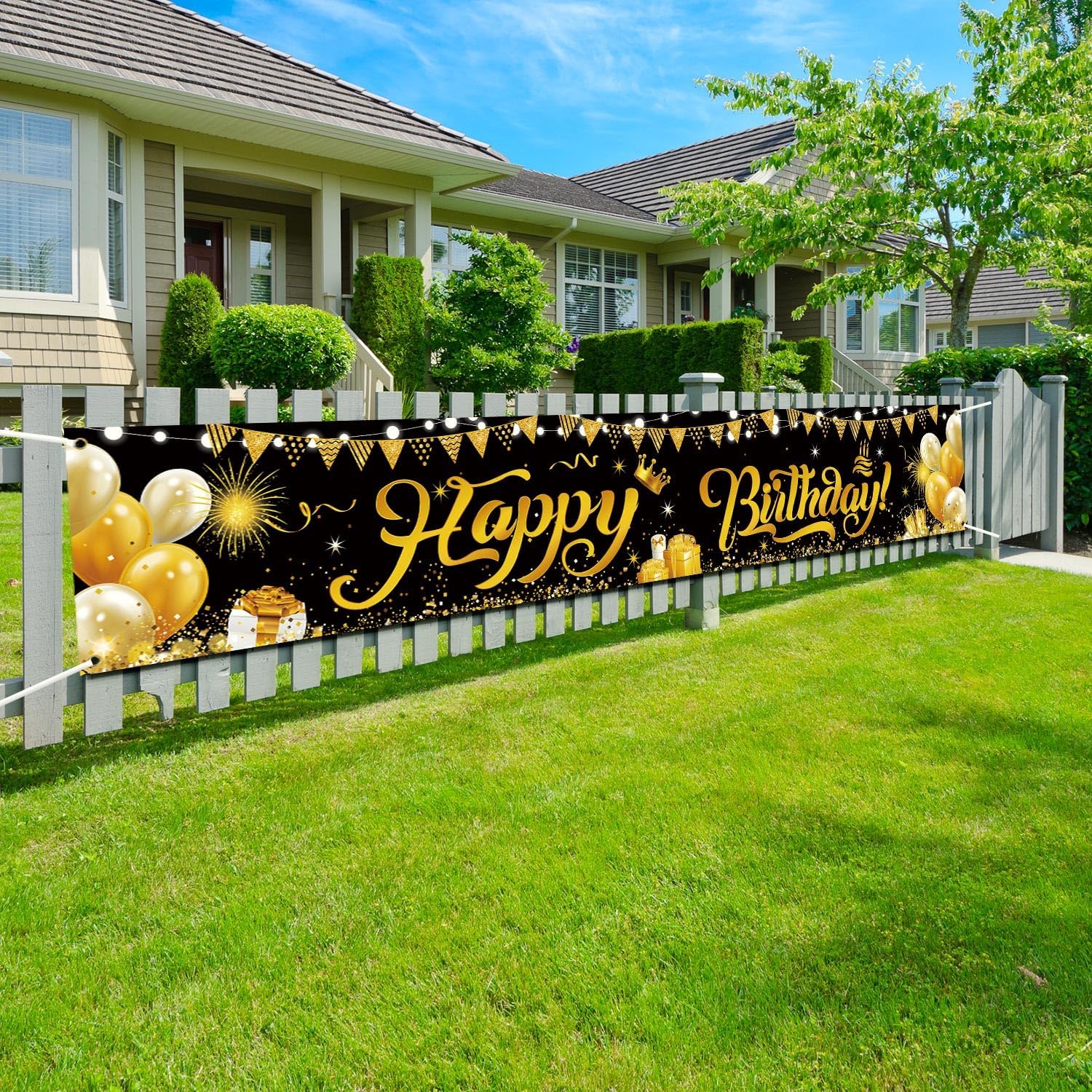 Large Happy Birthday Banner, Colorful Happy Birthday Yard Banner for