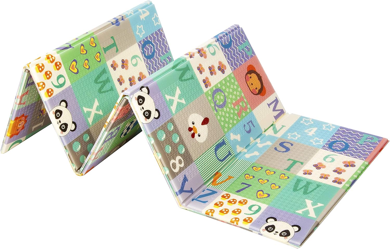 BalanceFrom Waterproof Reversible Double-Side Padded Foam Folding Play Mat, 58-Inch x 77-Inch Animal + Letter