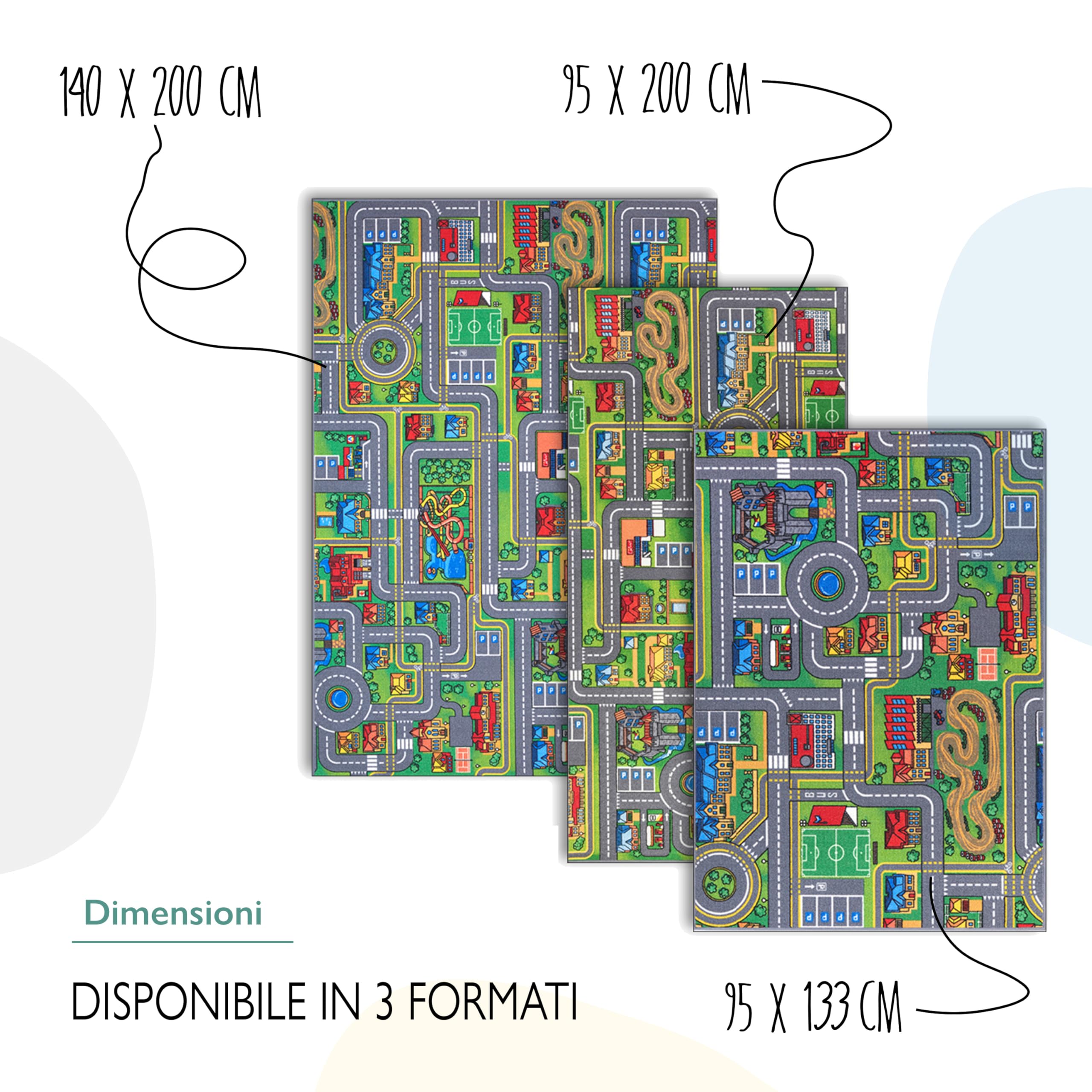 Carpet Studio Tappeto Bambini 140x200cm, Tappeto Gioco per Cameretta, Lavabile in Lavatrice, Facile da Pulire, Antiscivolo - Playcity
