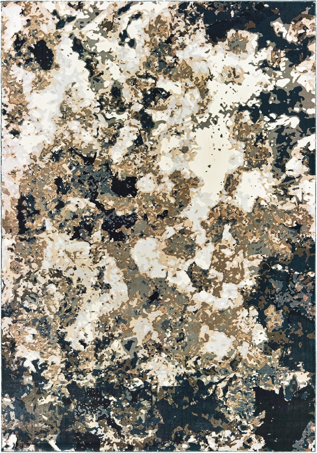 Oriental Weavers Bowen Area Rug - 1808Q - 6'7" x 9'6" - in Navy/Gold - Modern Style, Stain Resistant, Family and Pet Friendly, Dining, Living Room Rug