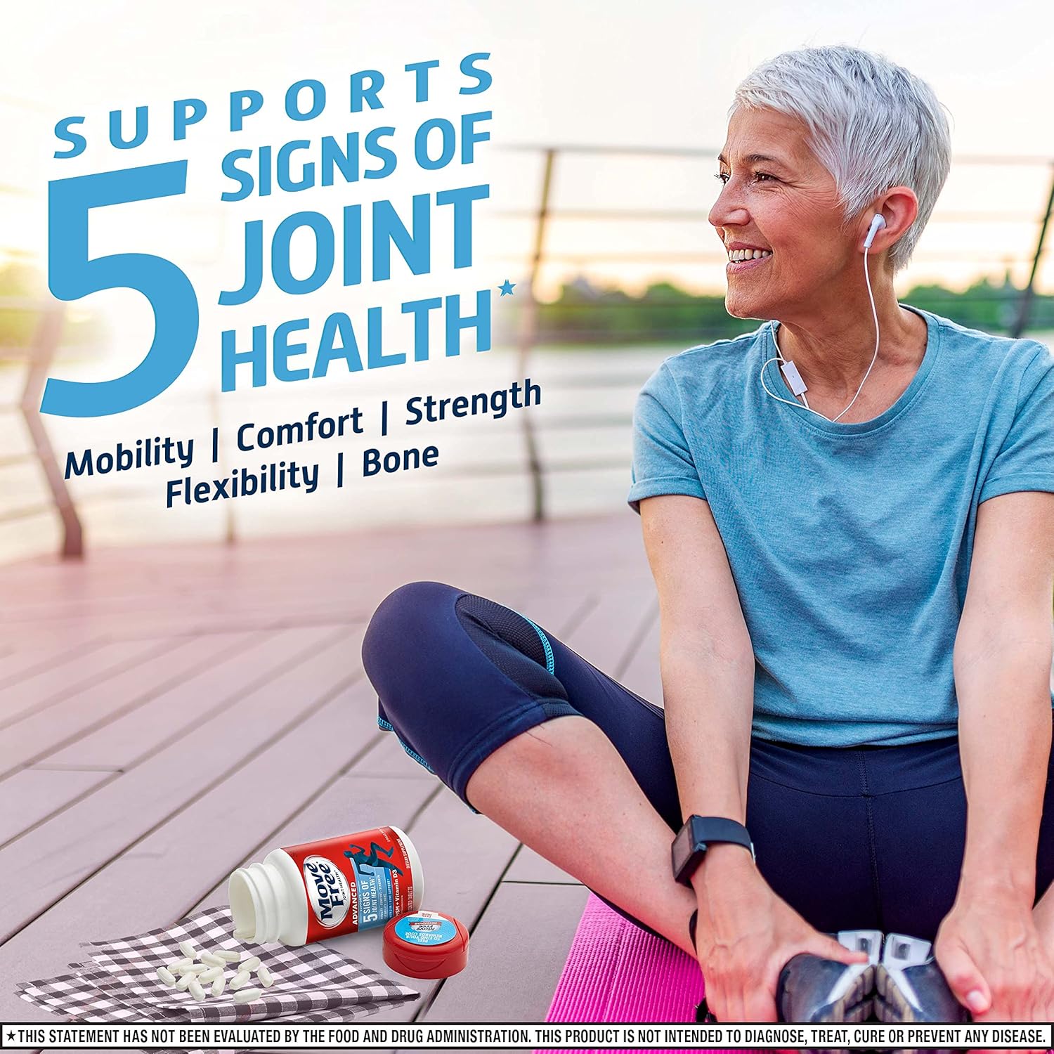 Move Free Advanced Glucosamine Chondroitin MSM + Vitamin D3 Joint Support Supplement, Supports Mobility Comfort Strength Flexibility & Bone + Immune Health - 120 Tablets (40 servings)* : Health & Household
