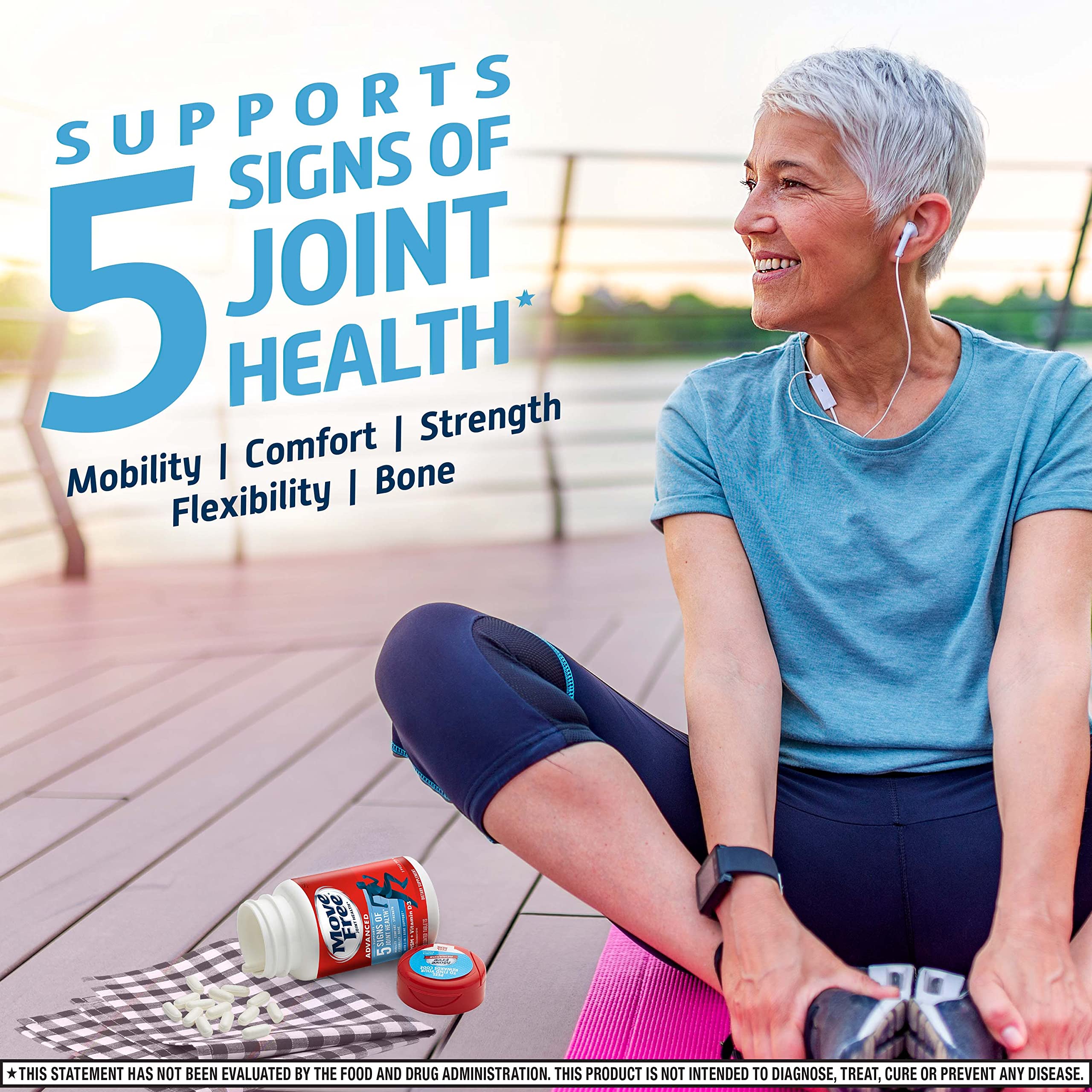 Move Free Advanced Glucosamine Chondroitin MSM + Vitamin D3 Joint Support Supplement, Supports Mobility Comfort Strength Flexibility & Bone + Immune Health - Tablet, 3x120ct Bottles (120 servings)* — Amazon image 5