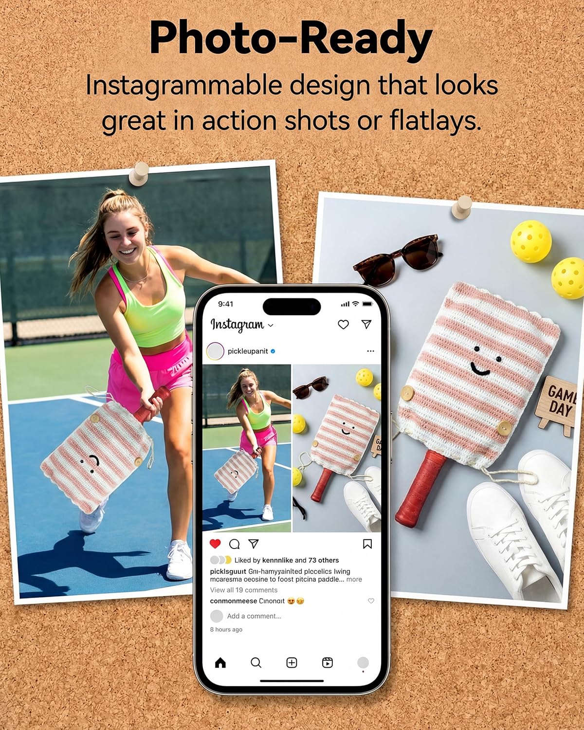 Crochet Pickleball Paddle Cover Gift - Handmade Case for Women&Men - Cute Accessories with Prensent Bag - Ready to Wrap for Players, Friends & Family, Thoughtful Holiday Crochet Set