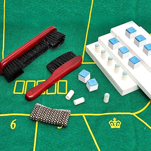 Miniatura 7 de Juego de 5 cepillos para mesa de billar, herramientas de limpieza, juego de cepillos para mesa de billar con 8 cubos de tiza para taco de billar, 8