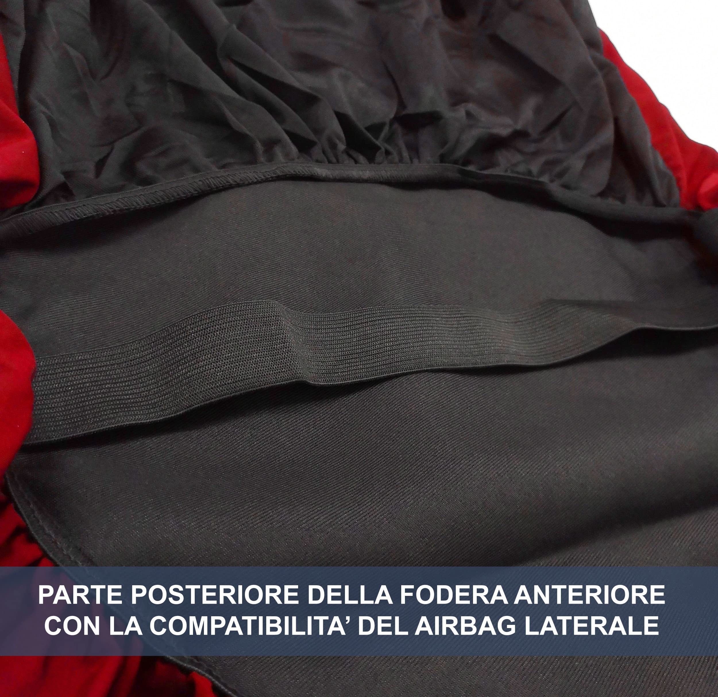 Rebeca Shop Coprisedili per auto universali - Racing LS01 - schienali posteriori con 2 zip - airbag compatibili, 210 Gabardine (Nero, Posteriori in tinta con anteriori)